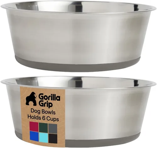 Miniatura 25 de GORILLA GRIP Tazones para perros, acero inoxidable 304 de grado alimenticio, con capacidad para 2 tazas cada uno (16 onzas líquidas) para alimentos