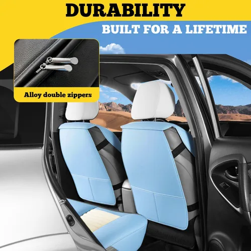 Miniatura 4 de LINGVIDO Fundas de asiento de automóvil, transpirables e impermeables, de piel sintética para autos, SUV, camiones, sedán, funda de asiento