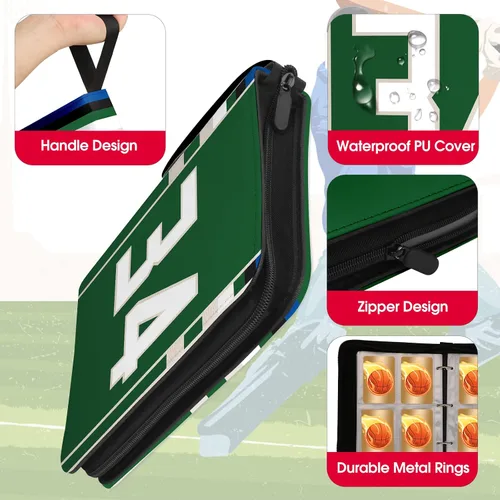 Miniatura 2 de Carpeta de tarjetas de baloncesto con fundas de 400 bolsillos, soporte para tarjetas de baloncesto #34 para coleccionista, organizador de carpetas