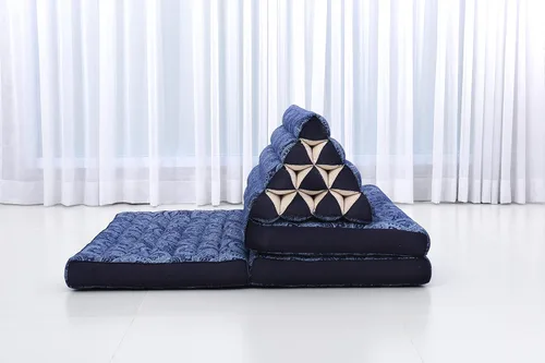 Miniatura 8 de Leewadee Tapete de 3 pliegues XXL con cojín triangular, almohada firme para TV, colchón plegable con cojín hecho de kapok ecológico, 67 x 31