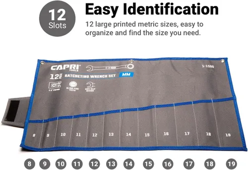 Miniatura 6 de Capri Tools Bolsa enrollable para llaves con bolsillos estándar