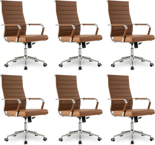 Miniatura 39 de Okeysen Office Desk Chair, Ergonomic Leather Modern Conference Room Chairs, Executive Ribbed Height Adjustable Swivel Rolling Chair for Home Office