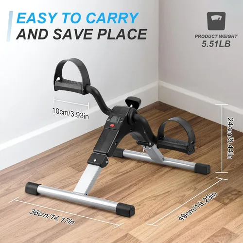 Miniatura 6 de Uten ejercitador de pedales plegable, ejercitador de pedales de bicicleta bajo escritorio, mini bicicleta de ejercicio bajo escritorio con pedal