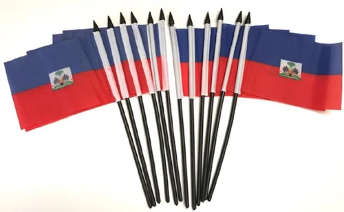 Miniatura 79 de Paquete de 12 banderas de escritorio de oficina en miniatura de poliéster internacional de 4 x 6 pulgadas, 1 docena de banderas pequeñas de 4 x 6