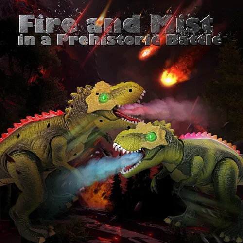 Miniatura 5 de Juguetes de dinosaurio a control remoto para niños de 3 a 5 a 7 años, juguetes de dinosaurio T Rex mejorados con luz cambiante, spray de 7