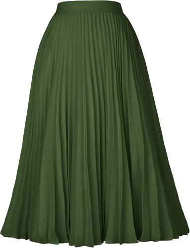 Miniatura 151 de GRACE KARIN - Falda plisada de gasa para mujer, con cintura alta y elástica, vuelo, corte acampanado y longitud por debajo de la rodilla