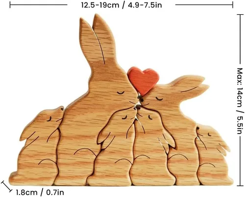 Miniatura 2 de Figura familiar de animales de madera personalizada con 1-8 nombres, bloques de nombres personalizados de animales para abrazar, regalos de recuerdo