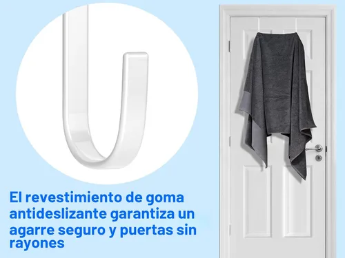 Miniatura 5 de Mars-Rock Ganchos de Metal Sobre la Puerta con Revestimiento de Plástico de 5.5" se Ajustan a Puertas de 0.5" a 1 3/8", 2 Piezas de Servicio Pesado