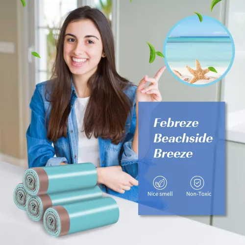 Miniatura 2 de JOYEUX Bolsas de basura pequeñas de 4 galones, bolsas de basura con cordón para baño y cocina, aroma a brisa junto a la playa, 60