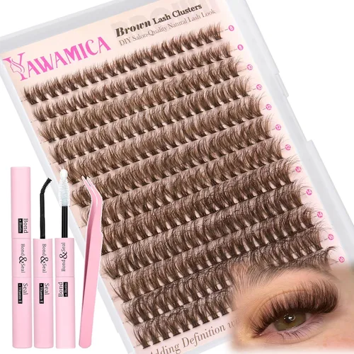 Miniatura 13 de Yawamica Kit de 320 racimos de pestañas rizadas D, 0.354-0.630 in, 40D, pestañas individuales 40D, con unión y sellado, removedor de pestañas