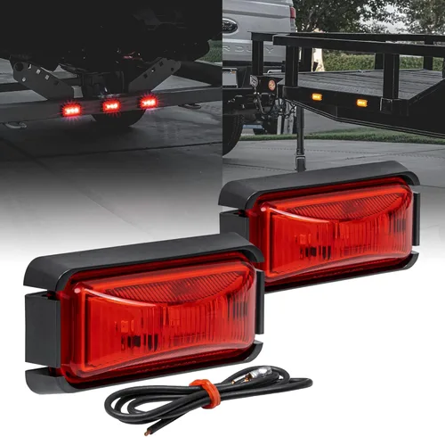 TRUE MODS 2 piezas 2.5" Luz LED roja para remolque con bisel negro [DOT FMVSS 108] [SAE P2PC] [montaje superficial] [impermeable IP67] luces de Rojo