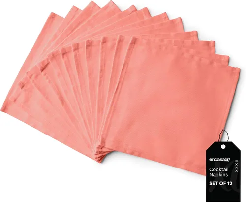 Miniatura 68 de Encasa XO Cocktail Cloth Napkins Set of 12 Pure Cotton Table Napkin Size (9"x9") B Grey Solid Machine Washable