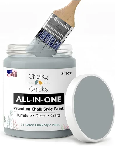 Miniatura 219 de Chalky Chicks - Pintura mate a la tiza, no requiere lijado, 4 onzas líquidas, color gris oscuro (Gun Metal Gray), para muebles, pintura sin Gris