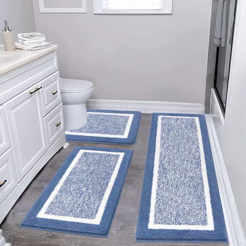 Miniatura 15 de Pauwer Juego de baño, alfombras de baño antideslizantes, alfombras de ducha absorbentes para suelo de baño, bañera y ducha, color azul aguamarina