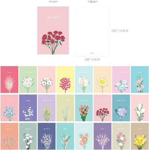 Miniatura 2 de Monolike Flower for you Tarjetas individuales - Mezcla de 24 paquetes, encantadoras 24 tarjetas individuales Flor para ti 24p