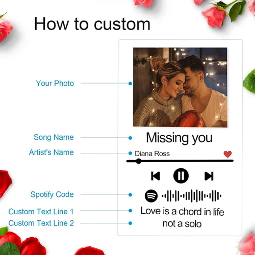 Miniatura 5 de OXYEFEI Canción acrílica personalizada con foto, luz nocturna de arte de Spotify personalizable, placa fotográfica escaneable con código de Spotify