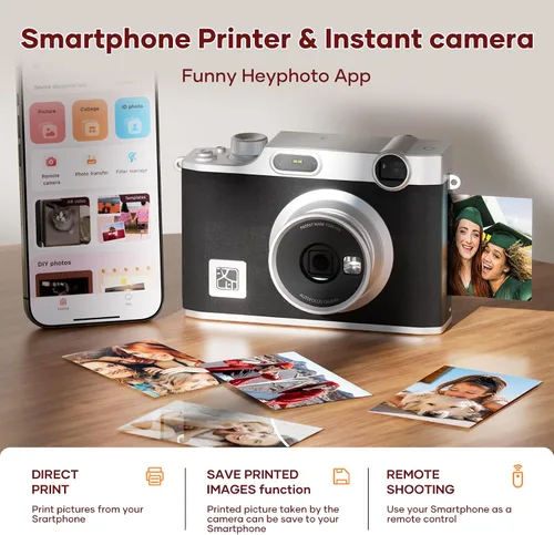Miniatura 6 de Cámara instantánea iDPRT, cámara de impresión instantánea Bluetooth Cámaras de película instantánea Cámara y impresora fotográfica
