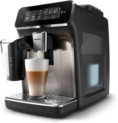 Miniatura 12 de Philips Máquina de café expreso totalmente automática serie 3300 con espumador de leche integrado y molinillo, 5 preajustes de café caliente y Negro