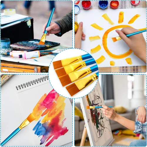 Miniatura 5 de Thenshop 40 pinceles de pintura plana de 1 pulgada para acuarela, pincel de pintura acrílica grande, de nailon sintético, pinceles de pintura al