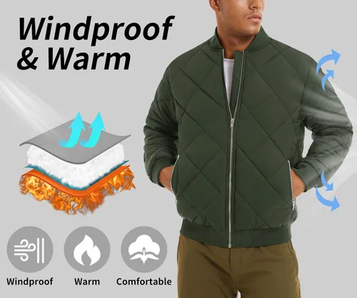 Miniatura 2 de MAGNIVIT Chaqueta bomber para hombre, chaqueta acolchada para invierno y otoño, abrigos acolchados cálidos