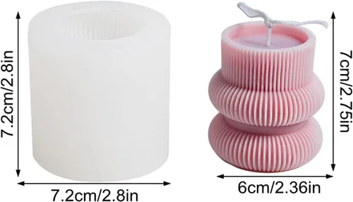 Miniatura 2 de Molde de silicona para velas a rayas de barril Molde de jabón para velas de pilar geométrico, molde de fondant, molde para hornear pastel
