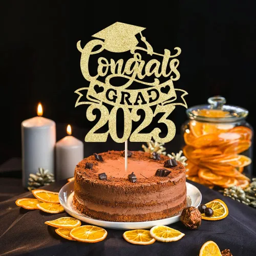 Miniatura 7 de Palasasa Congrats Grad - Decoración para tartas, letrero decorativo de graduación 2023, decoración de fiesta de graduación para escuela secundaria