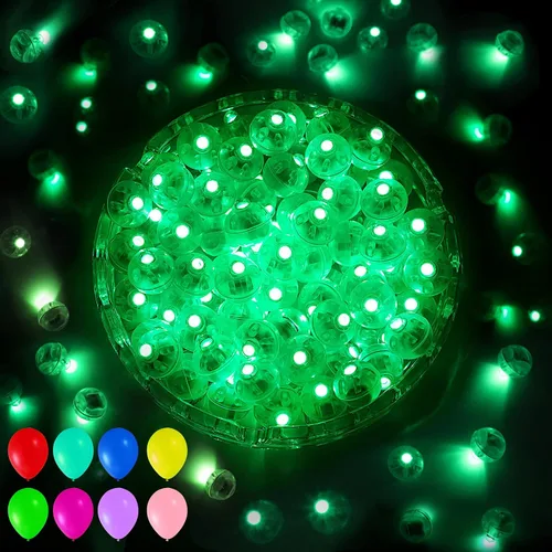 Miniatura 18 de Aogist 50 Piezas Luces para Globos Azules con Aro para Colgar, Mini Lámpara de Bola Redonda Pequeña Luz LED para Linternas de Papel y Vidrio
