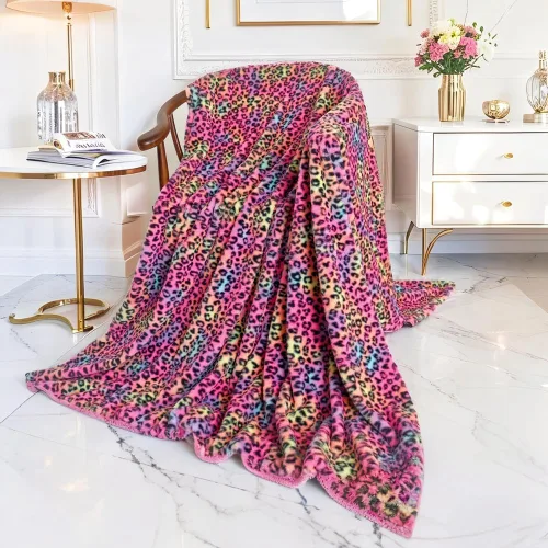 Miniatura 10 de Velboa Manta de Leopardo Súper Suave de Doble Capa Ropa de Cama Funda Gruesa para Sofá Manta de Piel Sintética Peluda y Difusa