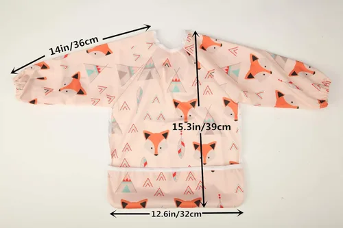 Miniatura 4 de Babero de bebé manga camisa con bolsillo 1-3 años pintura para niñas (Flamingo Cactus)