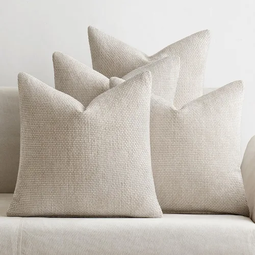 Miniatura 21 de MIULEE Paquete de 4 fundas de almohada para sofá, 16 x 16 pulgadas, fundas de almohada decorativas de felpilla suave color crema, fundas de cojín