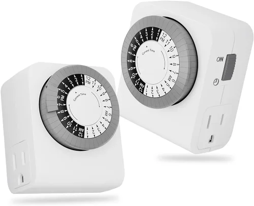 Miniatura 8 de BN-LINK Temporizador de salida con 2 enchufes con conexión a tierra, temporizador de luz mecánico para enchufe eléctrico interior, 24 horas, 3