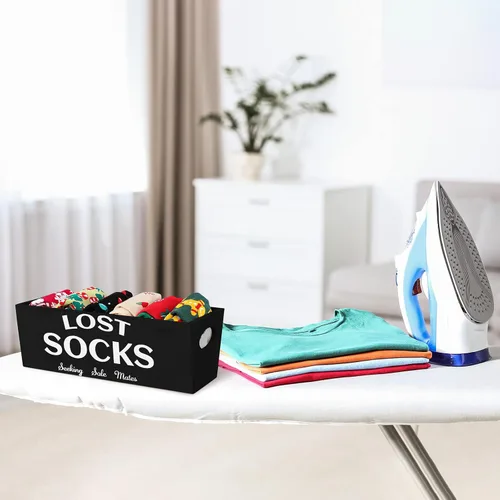 Miniatura 4 de Blulu Cartel de cesta de Lost Socks para decoración de cuarto de servicio y accesorios, organizador de almacenamiento de pared para almacenamiento