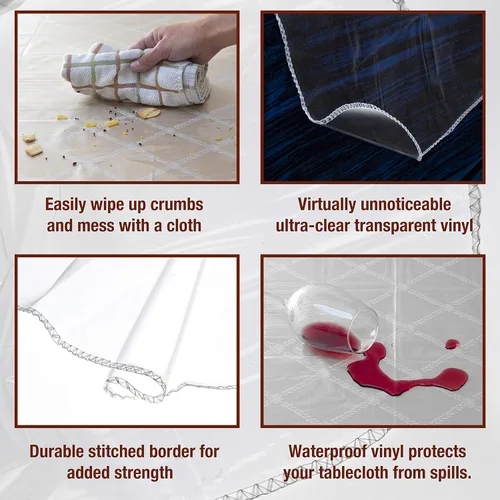Miniatura 4 de Elaine Karen - Protector de mesa de plástico transparente 100% impermeable, protector de mesa de plástico transparente y cristalino para mesa
