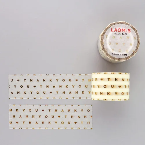 Miniatura 2 de Cinta washi japonesa con estampado de lámina dorada/agradecimiento / 1.181 in x 32.8 ft