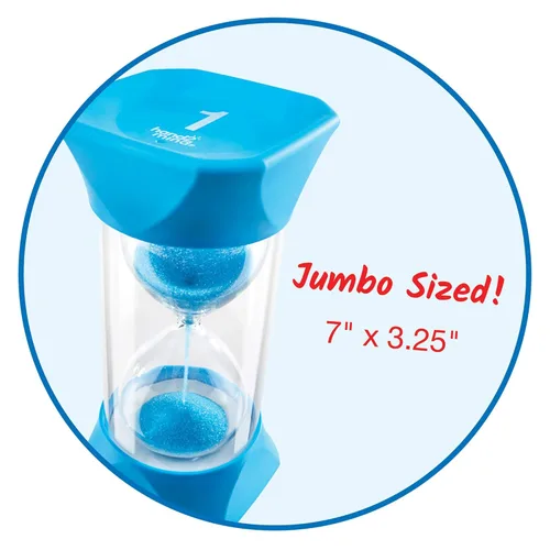 Miniatura 2 de hand2mind Temporizador de arena jumbo de 1 minuto, temporizador de reloj de arena grande, reloj de arena, temporizador silencioso para niños