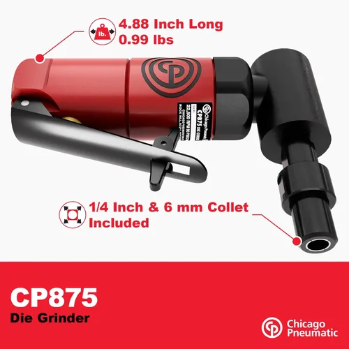 Miniatura 3 de Chicago Pneumatic CP875 – Amoladora neumática angular, 90 grados, 1/4 pulgada