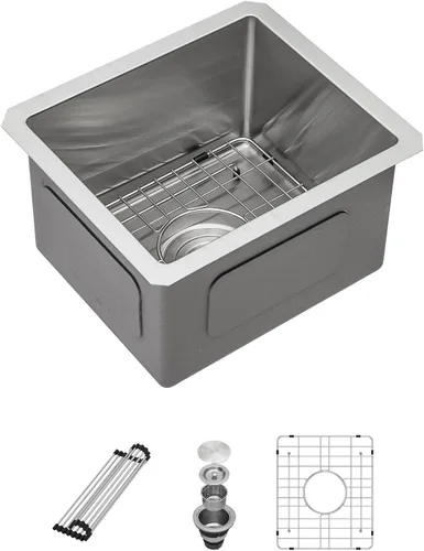 Miniatura 32 de Sarlai - Fregadero de cocina, de 30 x 18 pulgadas, empotrado, simple, de acero inoxidable calibre 16