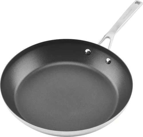 Miniatura 8 de KitchenAid - Cacerola de acero inoxidable cepillada base de 3 capas con tapa
