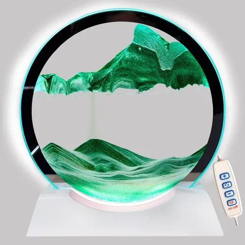 Miniatura 11 de Akaco Sand Art - Movimiento líquido con luz, base de madera blanca, pintura de flujo de vidrio móvil, 3 colores cambiantes, lámpara de mesa de Rosado