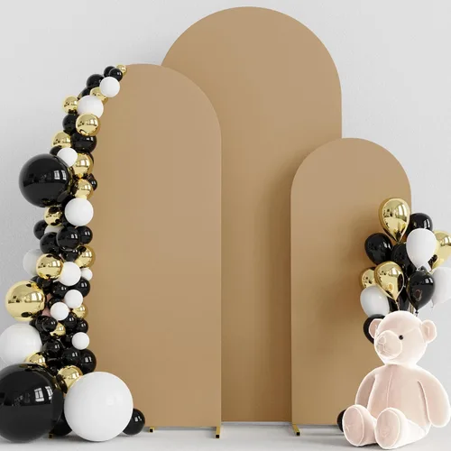 Miniatura 8 de Wokceer Juego de 3 fundas de arco de boda de elastano ajustadas para arco de boda para parte superior redonda, soporte de arco de Chiara para Beige