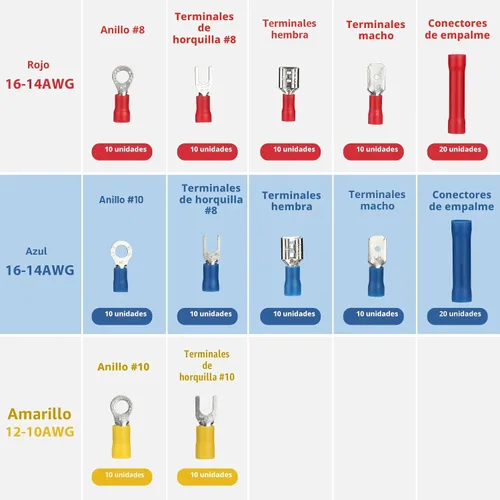Miniatura 3 de WORKPRO Terminales de crimpado de 582 piezas, conectores de cable, tubo termorretráctil, kit de reparación eléctrica con cortador de alambre