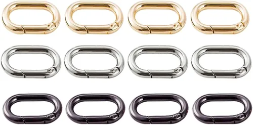 4pcs Mosquetón Metal Spring Llavero, Clip de Ganchos a Presión, Llavero Hebilla, Anillo Oval para Bolsos, Monederos BBC39 3 colores mezclados