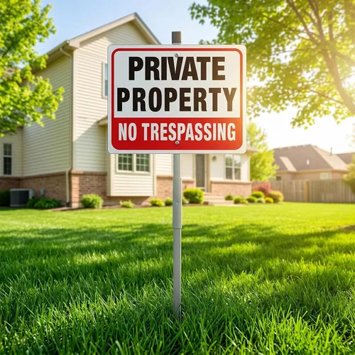 Miniatura 6 de MUXYH 2 Pack Private Property No Trespassing Signs with Metal Stakes, 11'' X 8.6'' Sturdy Rust Free Aluminum, No Trespassing Sign Protect Your Home