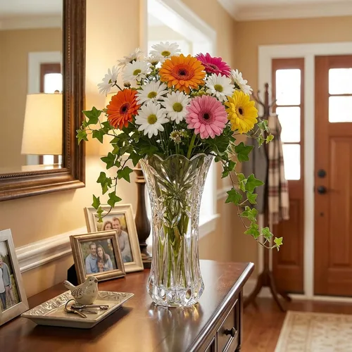 Miniatura 5 de JASVIC Jarrones de cristal de 12 pulgadas para flores, florero de cristal texturizado de orquídea, elegante y moderno jarrón decorativo para sala