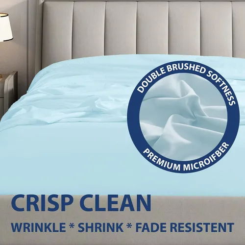 Miniatura 4 de Home Basics - Juego de sábanas de microfibra cepillada ultra suave de 4 piezas de 2.36 oz/m², hipoalergénico, individual, aguamarina