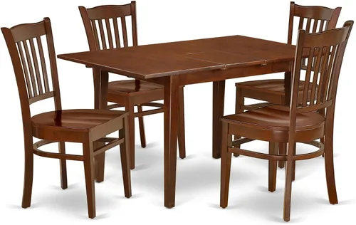 Miniatura 13 de East West Furniture NOGR3-BLK-W - Juego de mesa de comedor de 3 piezas para espacios pequeños que contiene una mesa de comedor rectangular con hoja