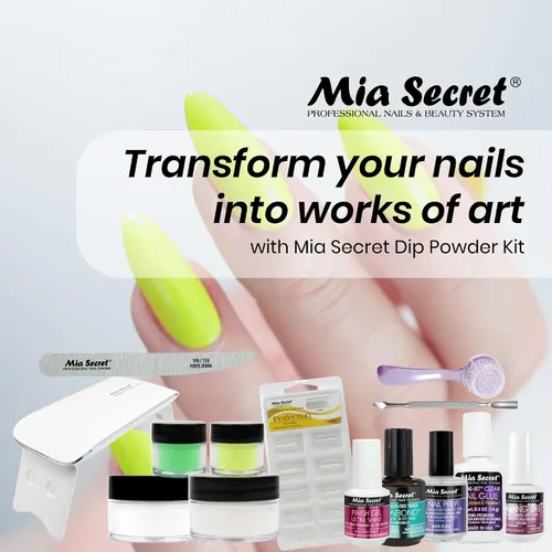 Miniatura 2 de Mia Secret Kit de uñas en polvo de inmersión de 14 piezas, blanco, verde claro, amarillo neón