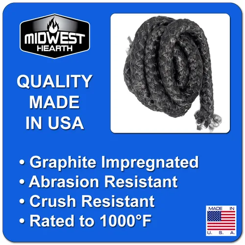 Miniatura 3 de Midwest Hearth, repuesto de junta de grafito impregnado de fibra de vidrio para estufas de leña