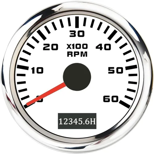 Miniatura 11 de ELING 52mm Generador 3000RPM Tacómetro con medidor de horas 12V 24V con retroiluminación roja Negro+Negro