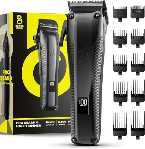Miniatura 11 de The Beard Club Recortadora de barba para hombres – Cortadora eléctrica inalámbrica recargable de barba y pelo – Alta potencia 7000 RPM – 8 guías